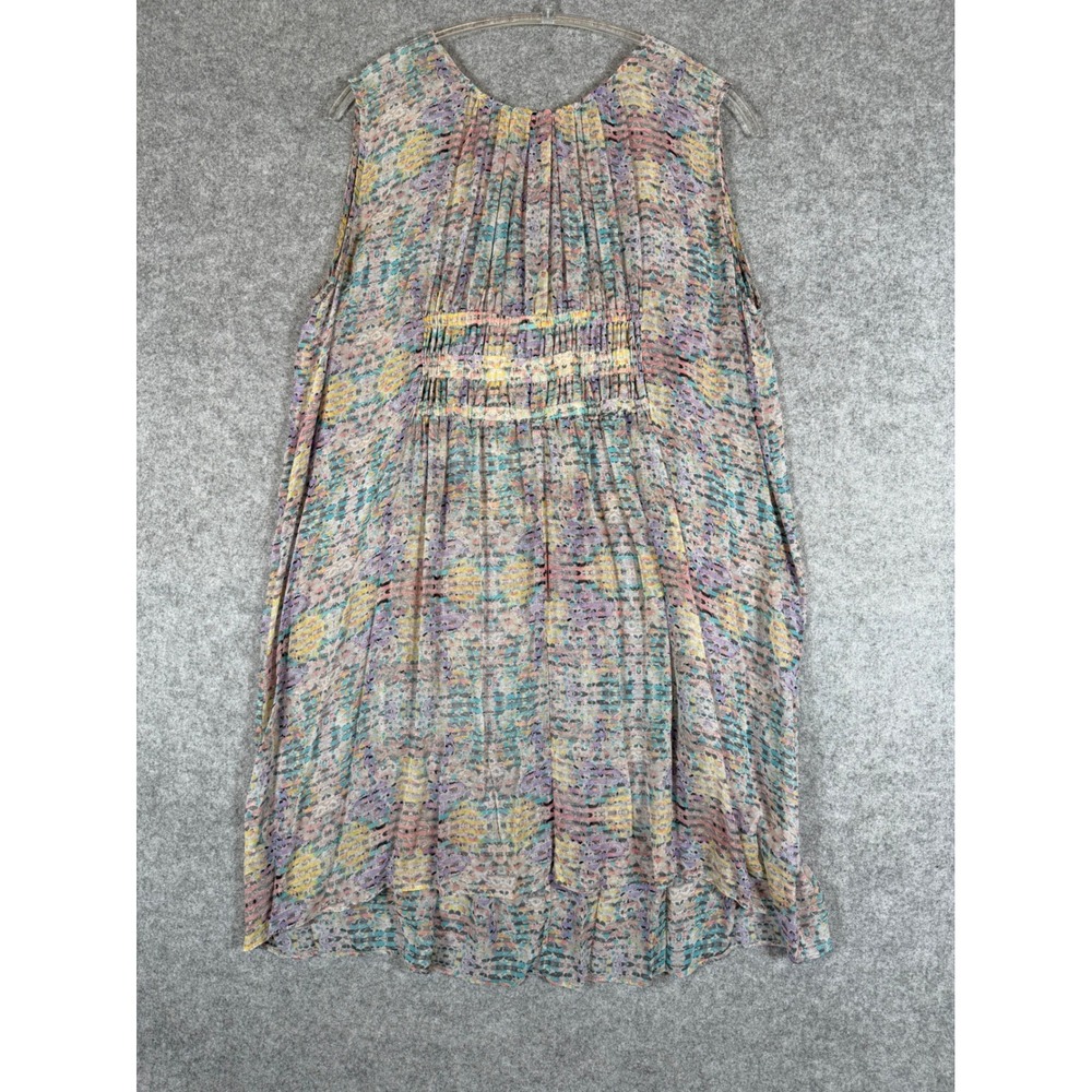 Unbranded Silk Pintuck Pleated Dress Womens XL Multi Color Sheath Vintage Style